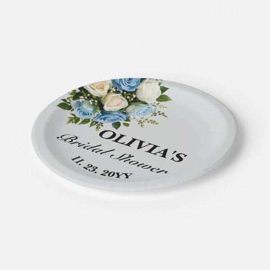 Aangepaste bruidsdouche Elegante blauwe en witte b Papieren Bordje (Gekanteld)