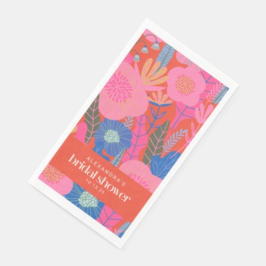 Aangepaste bruidsdouche sierlijke bloemen roze roo servet (Hoek)