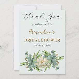 Aangepaste bruidsdouche witte bloemen Dank je wel Bedankkaart