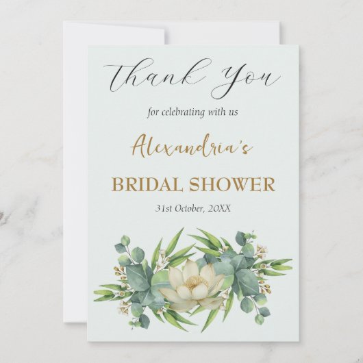 Aangepaste bruidsdouche witte bloemen Dank je wel Bedankkaart (Voorkant)
