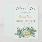 Aangepaste bruidsdouche witte bloemen Dank je wel Bedankkaart (Voorkant / Achterkant)