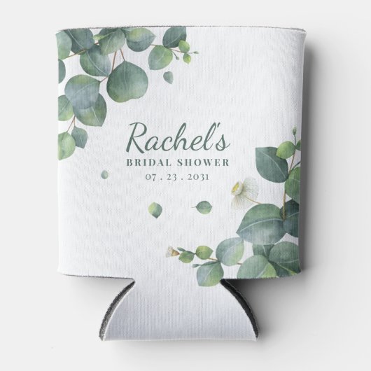 Aangepaste bruidsfeest decoratie met eucalyptusgro blikjeskoeler (Voorkant)