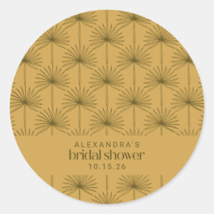 Aangepaste bruidsfeestfavor mosterd botanisch retr ronde sticker