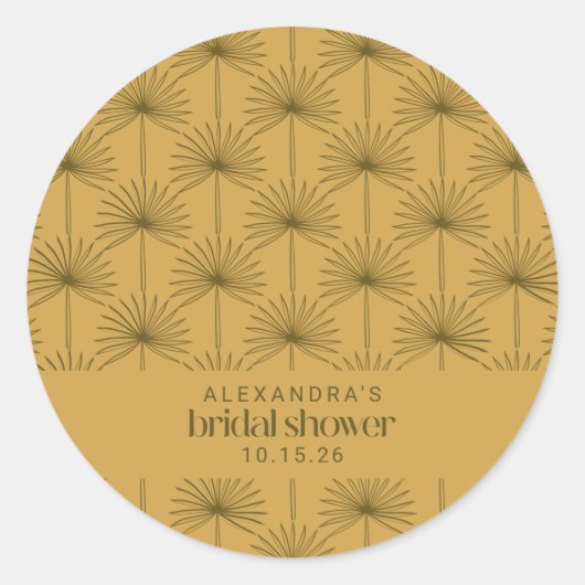 Aangepaste bruidsfeestfavor mosterd botanisch retr ronde sticker (Voorkant)