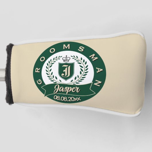 Aangepaste bruidsjonker naam laurierkrans bruiloft golfheadcover (Voorkant)