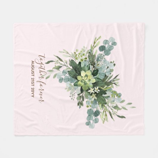 Aangepaste bruidsmeisje bruiloftsgeschenken groen fleece deken (Voorkant (Horizontaal))