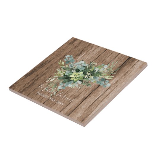 Aangepaste bruidsmeisje bruiloftsgeschenken groen tegeltje (Zijkant)