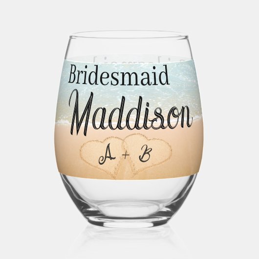Aangepaste bruidsmeisje cadeau Strand bruiloft har Wijnglas Zonder Voet (Voorkant)