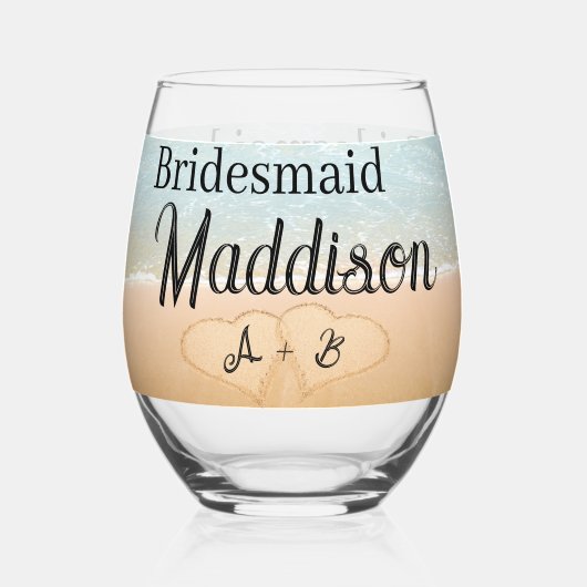 Aangepaste bruidsmeisje cadeau Strand bruiloft har Wijnglas Zonder Voet (Achterkant)