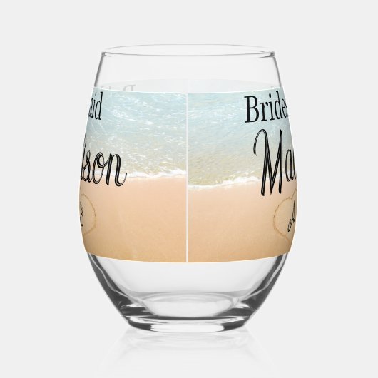 Aangepaste bruidsmeisje cadeau Strand bruiloft har Wijnglas Zonder Voet (Links)