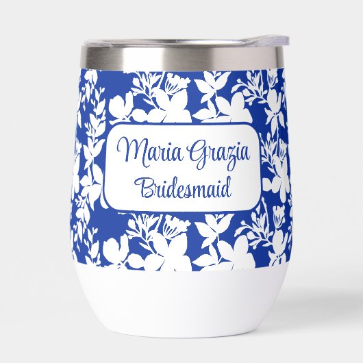 Aangepaste bruidsmeisje Chic Blauw Wit Bloemen (Links)