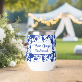 Aangepaste bruidsmeisje Chic Blauw Wit Bloemen
