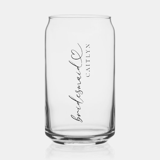 Aangepaste bruidsmeisje naam Gift Modern Elegant S Blikvorm Glas (Voorkant)