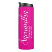 Aangepaste bruidsmeisje naam roze thermosbeker (Geroteerd rechts)