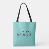 Aangepaste bruidsmeisje script naam licht turquois tote bag (Achterkant)