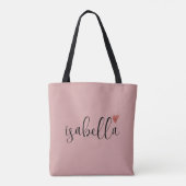 Aangepaste bruidsmeisje script naam roze tote bag (Achterkant)