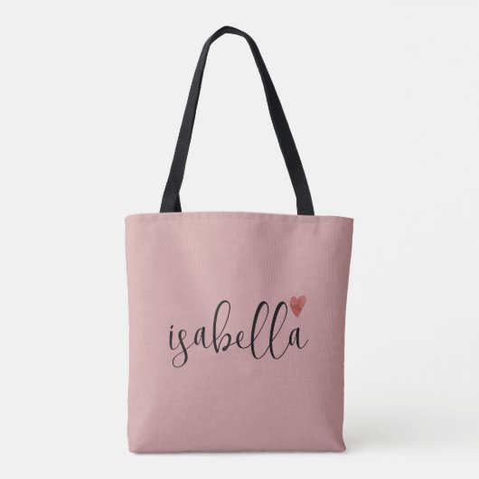 Aangepaste bruidsmeisje script naam roze tote bag (Achterkant)