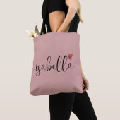 Aangepaste bruidsmeisje script naam roze tote bag (Dichtbij)