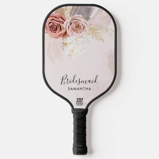 Aangepaste bruidsmeisje Script Terracotta Bloemen Pickleball Paddle (Voorkant)