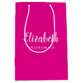 Aangepaste bruidsmeisje typografie script naam bov medium cadeauzakje (Voorkant)