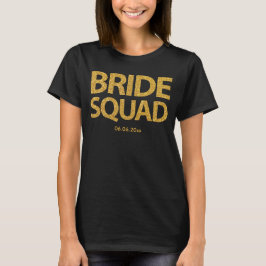 Aangepaste Bruidsmeisjes Gouden Lovertjes Zwarte T T-shirt