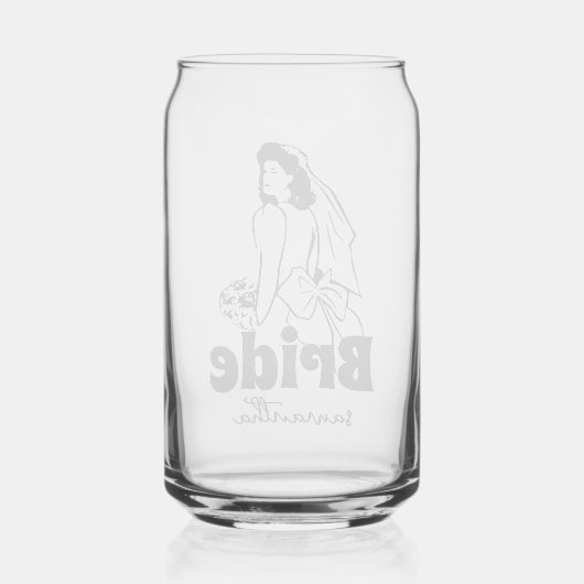 Aangepaste bruidsnaam blikvorm glas (Achterkant)