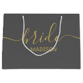 Aangepaste bruidsnaam meisjesachtig chic goud schr groot cadeauzakje (Voorkant)