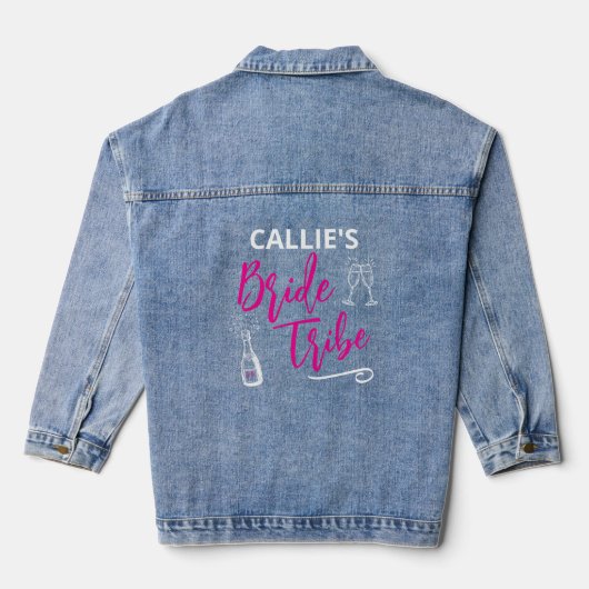 Aangepaste Bruidsstam Meisjesuitstap voor de Bruil Denim Jacket (Achterkant)