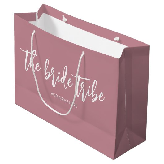 Aangepaste Bruidsstam Stof Roze Bruiloft Groot Cadeauzakje (Voorkant Gekanteld)