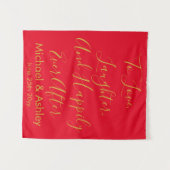 Aangepaste bruiloft achtergrond Rood & Goud Prop R Wandkleed (Voorkant (horizontaal))