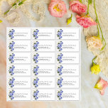 Aangepaste bruiloft Adresetiketten Blauwe Floral Sticker<br><div class="desc">Getuigde adresetiketten van de bruiloft. Ontwerp 14-inch x1 14-inch vel bevat 18 labels voor retouradressen. Pas deze sjabloon aan om elke naam en adres toe te voegen. Een fancy manuscriptdoopvont voor de naam is boven elk adres. De rollen zijn genummerd van links naar rechts. Het gezoem binnen om de adresveranderingen...</div>
