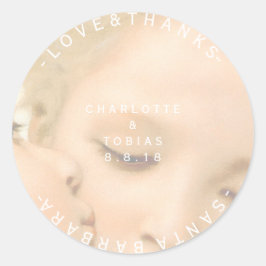 Aangepaste bruiloft Bedankt foto delicate witte zo Ronde Sticker