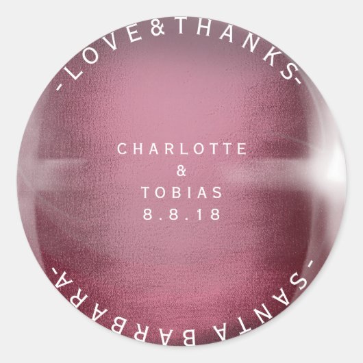 Aangepaste bruiloft Bedankt krans bordeaux wit gla Ronde Sticker (Voorkant)
