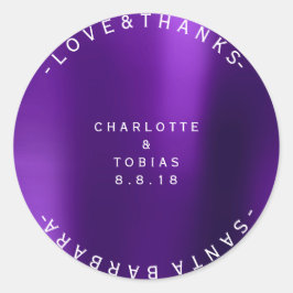 Aangepaste bruiloft Bedankt minimaal Paarse pruim Ronde Sticker