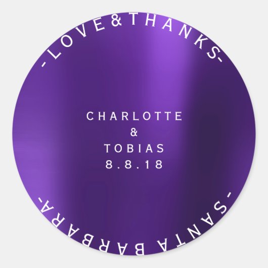 Aangepaste bruiloft Bedankt minimaal Paarse pruim Ronde Sticker (Voorkant)