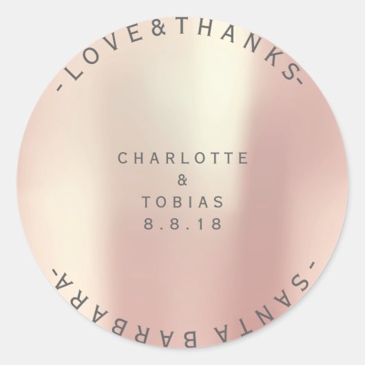 Aangepaste bruiloft Bedankt Parelachtige Blush Cha Ronde Sticker (Voorkant)