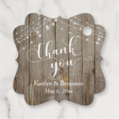 Aangepaste bruiloft Bedankt Rustic Wood & Lichten Bedankjes Labels (Achterkant)