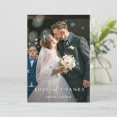 Aangepaste bruiloft Bedankt Sjabloon met foto (Staand voorkant)
