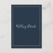 Aangepaste bruiloft behuizing Elegant Navy Gold Informatiekaartje (Achterkant)
