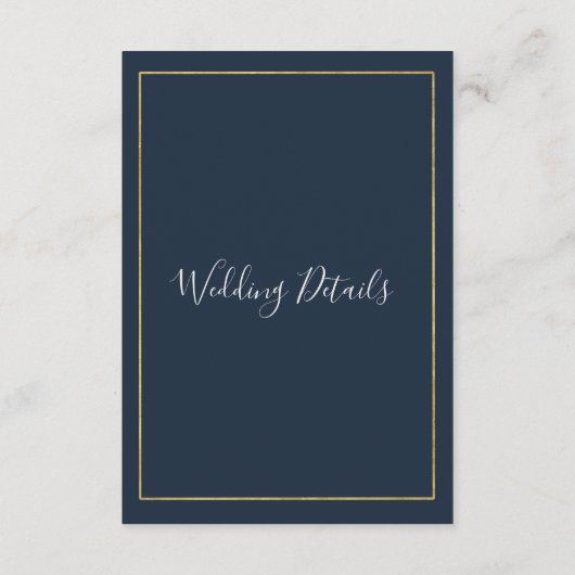 Aangepaste bruiloft behuizing Elegant Navy Gold Informatiekaartje (Achterkant)