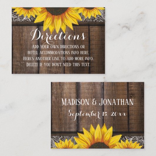 Aangepaste bruiloft behuizing Kaart: Routebeschrij Visitekaartje (Voorkant / Achterkant)