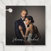 Aangepaste bruiloft bruid en bruidegom foto dank u bedankjes labels (Voorkant)