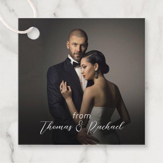 Aangepaste bruiloft bruid en bruidegom foto dank u bedankjes labels (Voorkant)