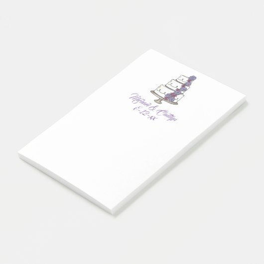 Aangepaste bruiloft Cake Date Names Post Post-it® Notes (Schuin)