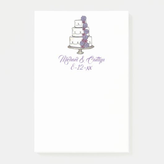 Aangepaste bruiloft Cake Date Names Post Post-it® Notes (Voorkant)