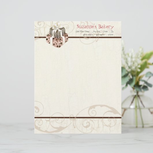 Aangepaste bruiloft Cake Modern Dot Stripe Swirls Briefhoofd (Staand voorkant)