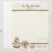 Aangepaste bruiloft Cake Modern Dot Stripe Swirls Briefhoofd Sjabloon (Voorkant / Achterkant)