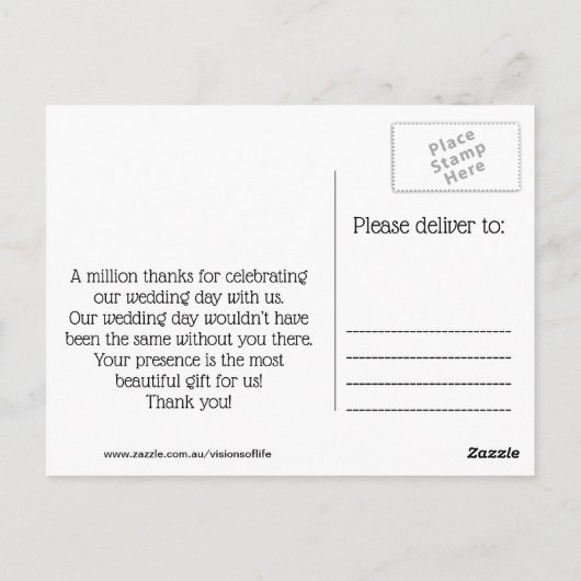 Aangepaste bruiloft 'dank u' Briefkaart (Achterkant)