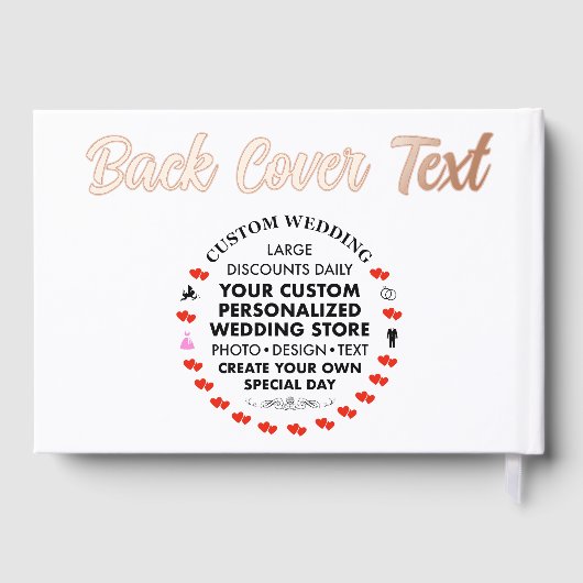 Aangepaste Bruiloft Echte Folie Gastenboek - ROOS  (Achterkant)