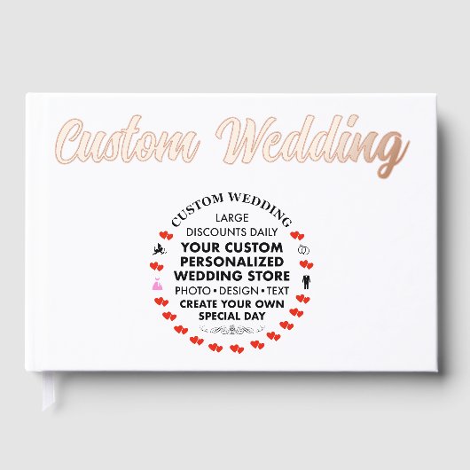 Aangepaste Bruiloft Echte Folie Gastenboek - ROOS  (Voorkant)